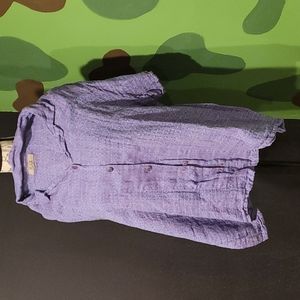 FLAX Large short sleeve purple linen top